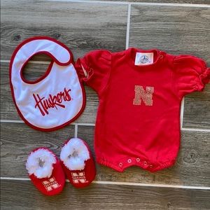 Nebraska Huskers Onsie, Bib and Slippers